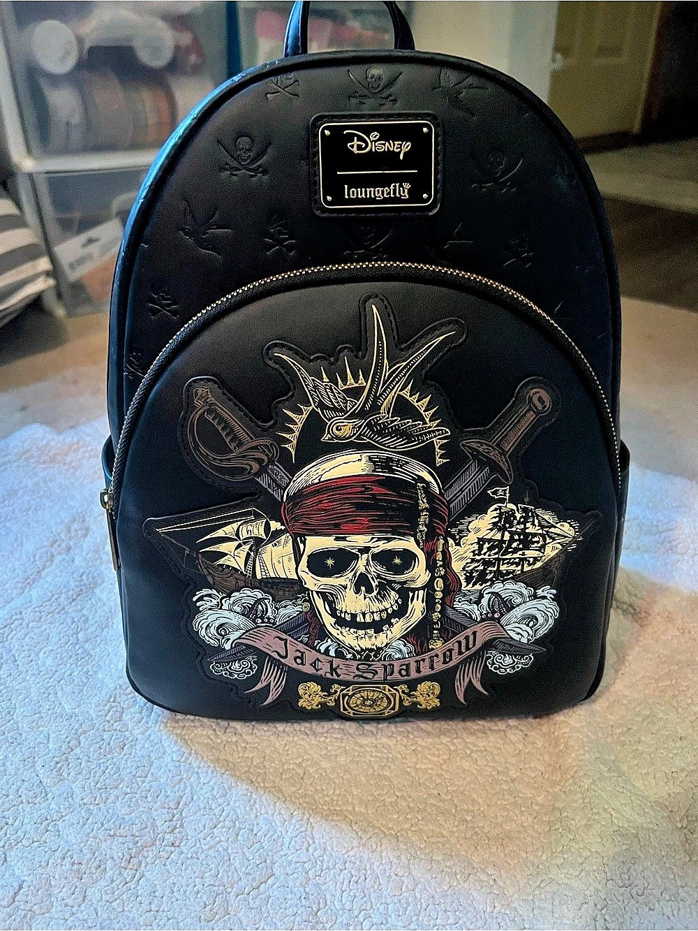 Loungefly Disney Pirates of the Caribbean Jack Sparrow Skull Mini Backpack Black